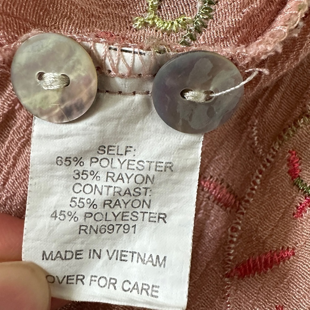 Anthropologie Fig & Flower Embroidered Floral Button Down Roll Tab Sleeve - Picture 10 of 13